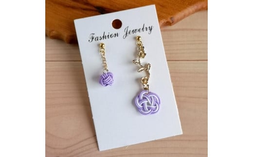 ＊桔梗色＊　『花時』アシンメトリーピアス/水引ピアス　AM00317