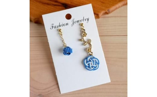 ＊瑠璃色＊　『花時』アシンメトリーピアス/水引ピアス　AM00318