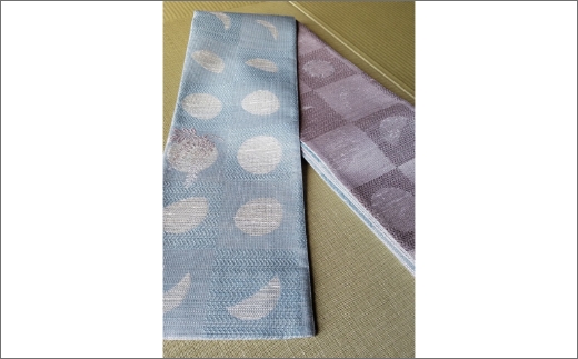 丹後帯 半幅帯「雪月花」（水／ウス紫）　FY00033