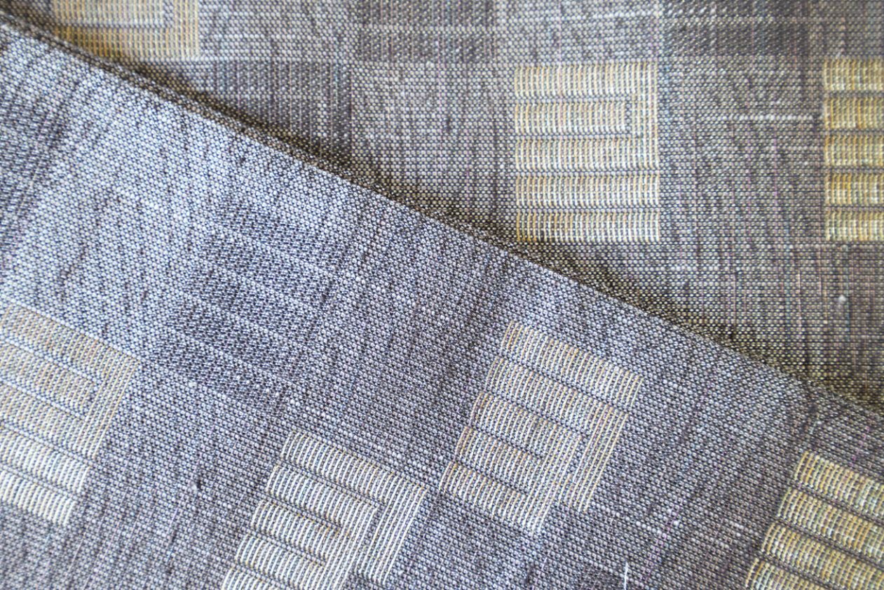 丹後帯 半幅帯「源氏香」（濃グレー）　FY00044