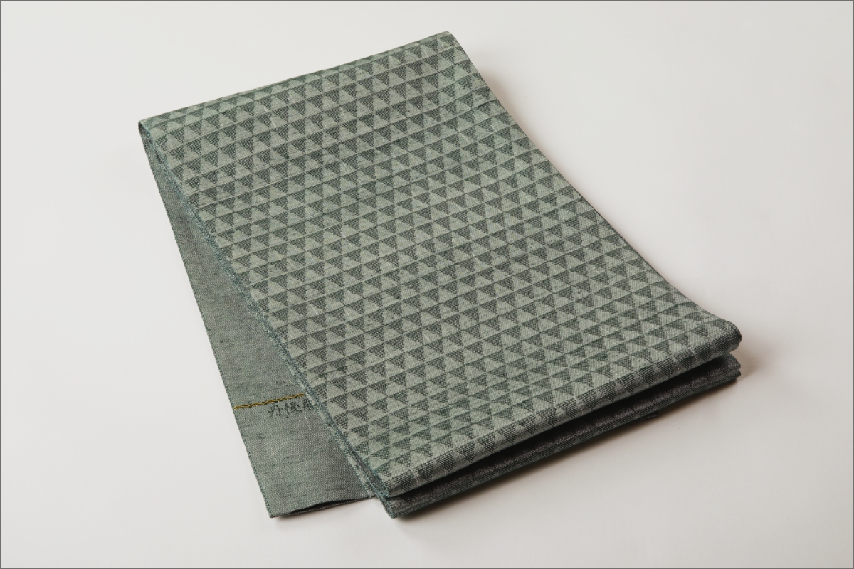 丹後の藤布　京袋帯「古代藤糸段文」　濃い青　FY00078