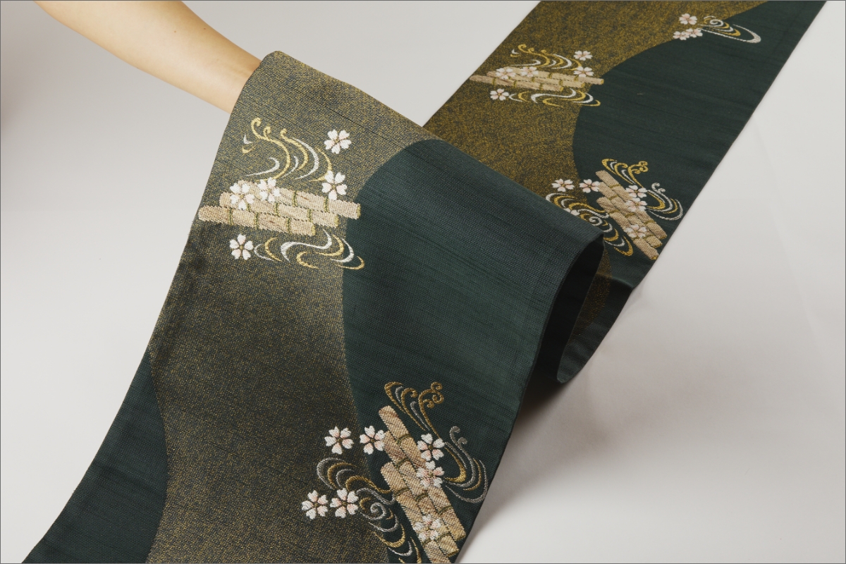 丹後の藤布　袋帯「天の川」　青緑　FY00079