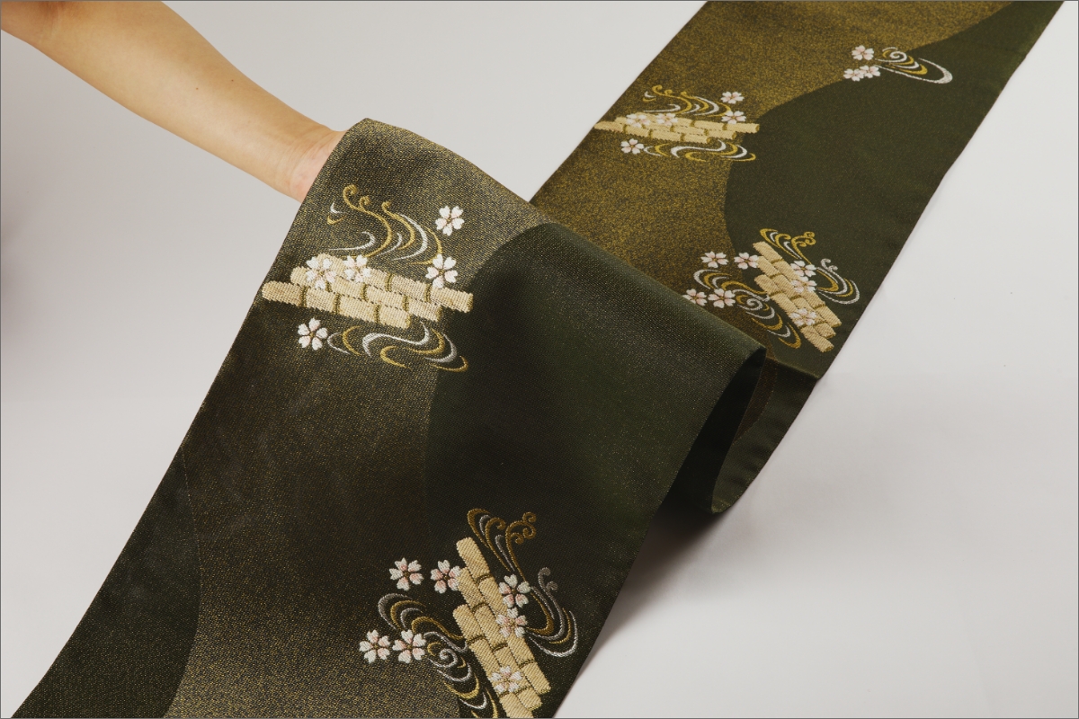 丹後の藤布　袋帯「天の川」　濃い緑　FY00080