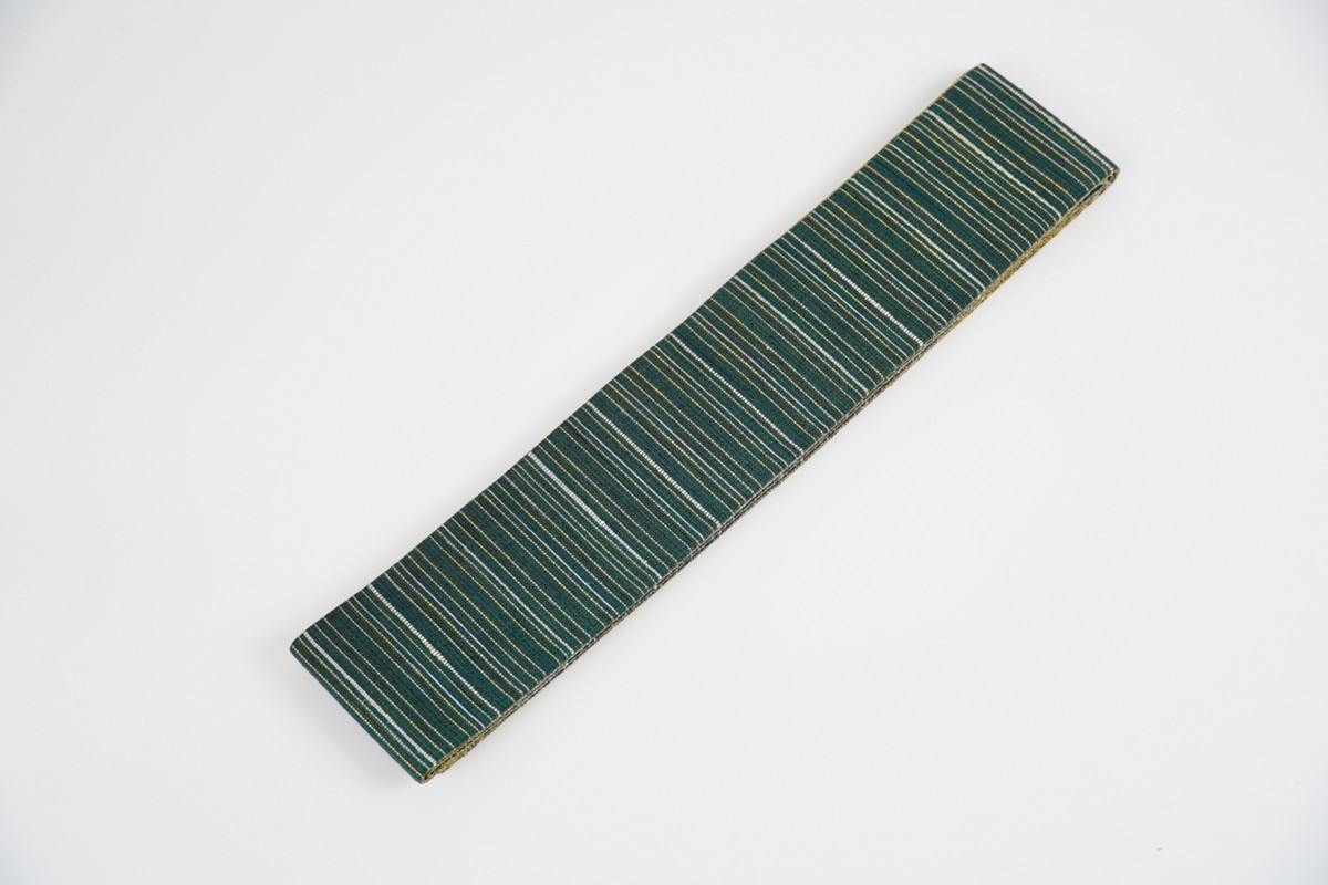 ＜丹後の藤布　遊絲舎＞角帯　藤霞文（緑）*リバーシブル幅約10.2cm×長さ約420cm　FY00102