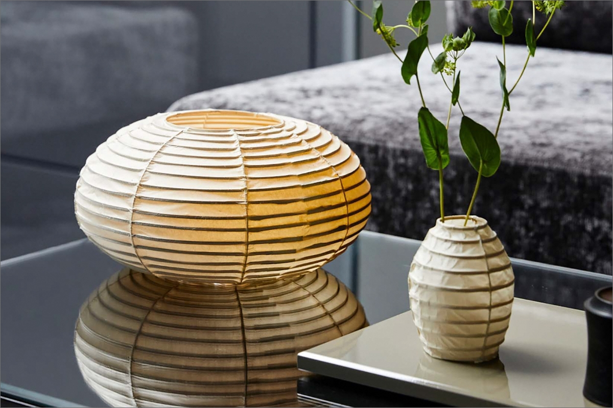 【小嶋庵　京提灯】カンス型提灯・Mサイズ（卓上楕円型・直径28cm・高さ15cm程度）　KJ00002