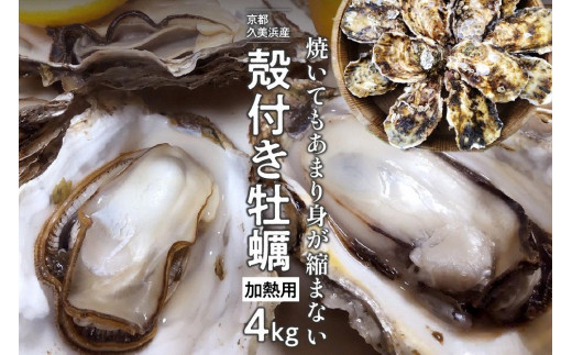 京都・久美浜産　殻付き牡蠣　4kg（40個前後）【加熱用】牡蠣ナイフ付　MN00066