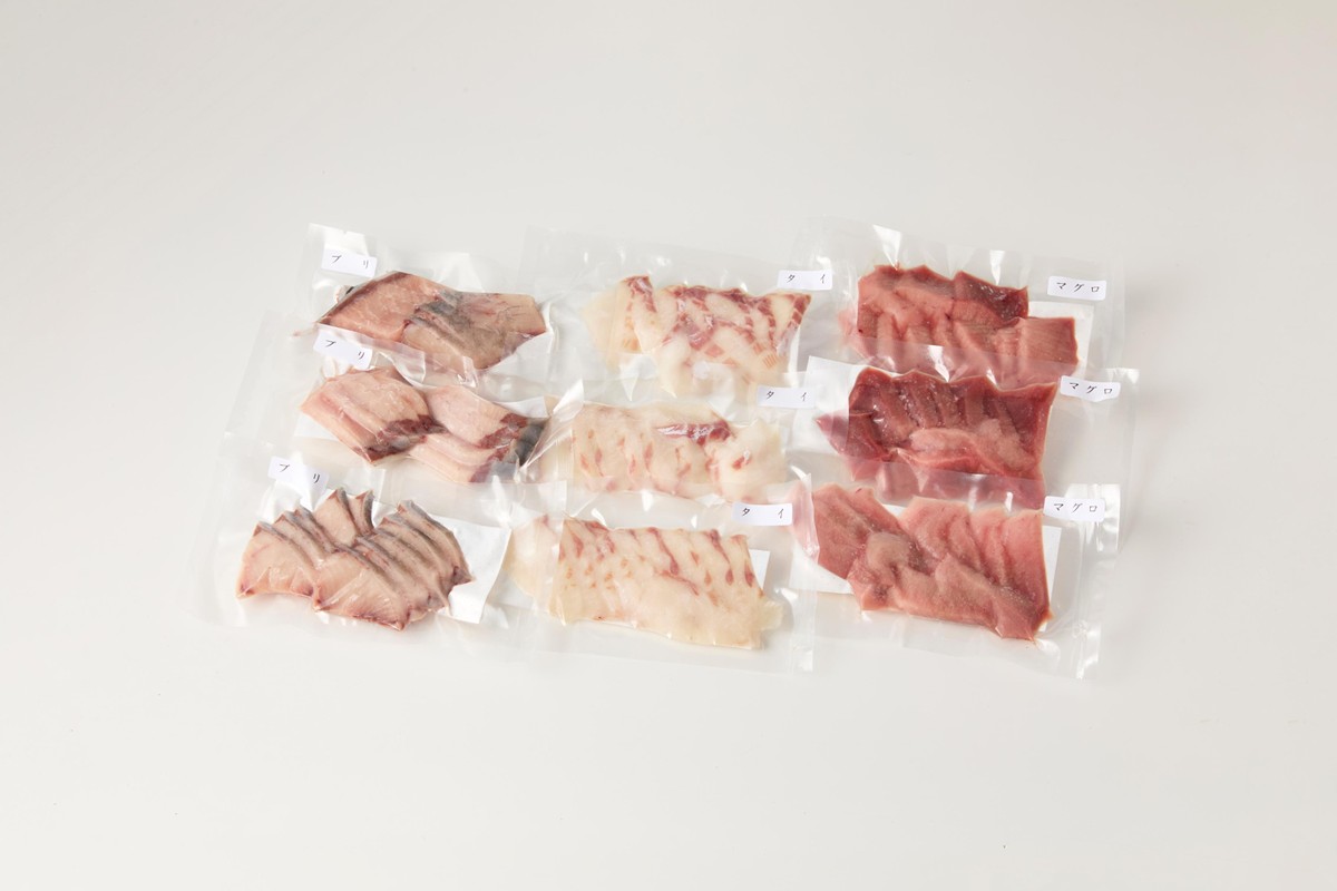 お任せ刺身3種盛り合わせ（3種類×10切れ小分け×3パック）　TB00033