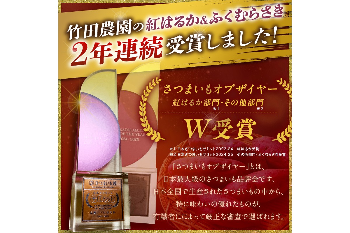 【先行予約】日本一！さつまいもオブザイヤー2部門受賞のサツマイモ農家が作る「紅はるか」の冷凍焼き芋2kg（8～14本程度）（2026年2月中旬～発送）　TF00062