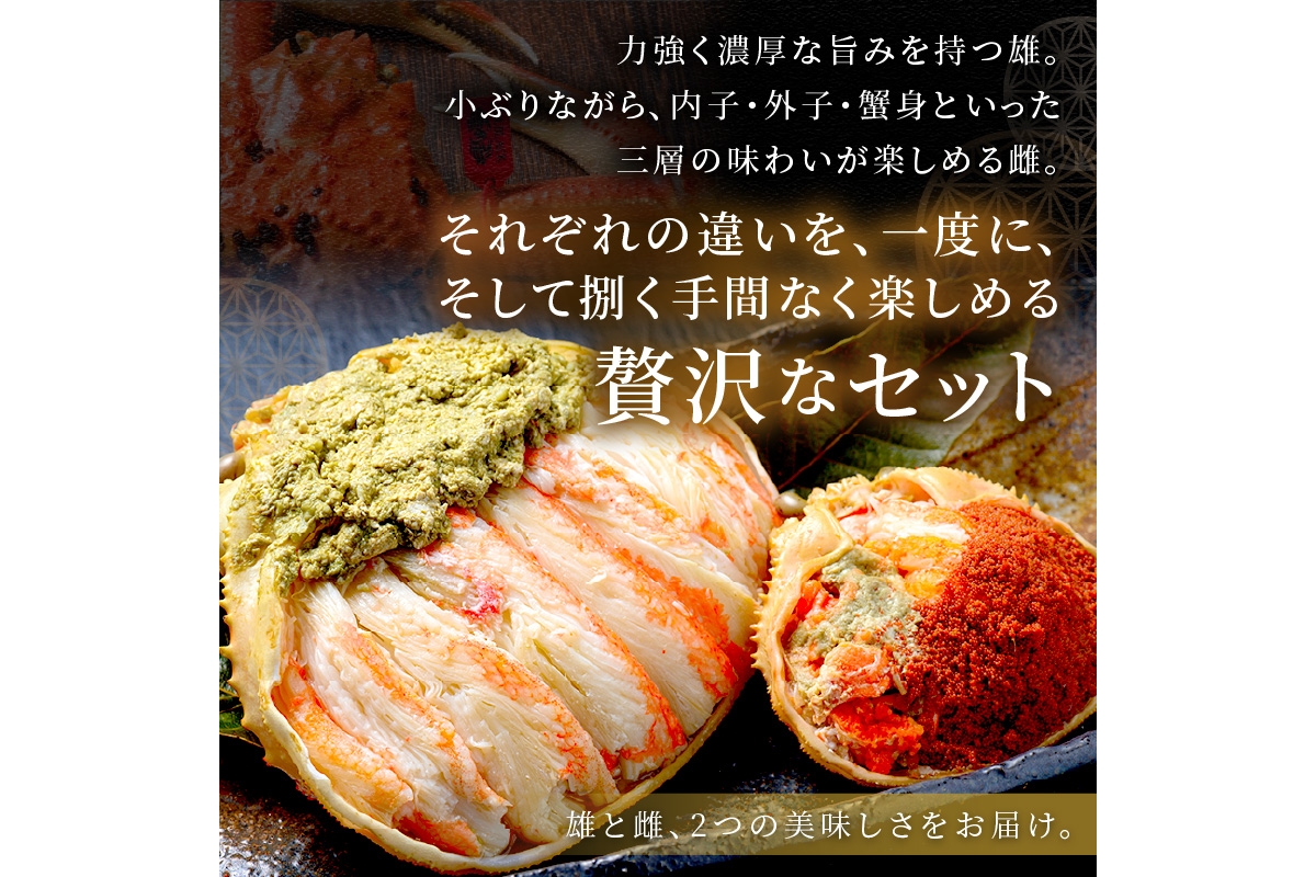 年末お届け限定【蟹の匠 魚政】プレミアムズワイガニ 雌雄の甲羅盛り 夫婦宝船（めおとたからぶね） 小小セット─雄と雌、ふたつの旨みを一つの箱に　UO01262