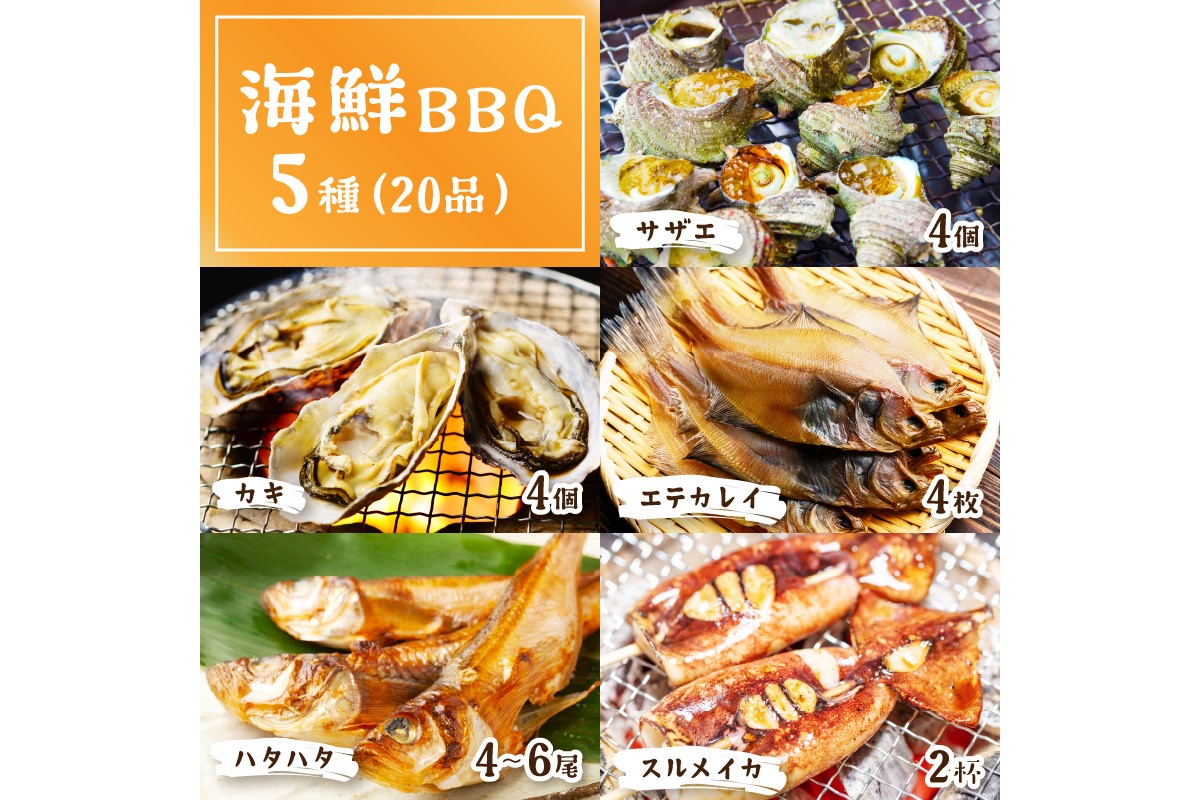 【先行予約】大満足！京丹後・海鮮BBQ　Aセット　5種20品（3～4人前）（2026年4月中旬～発送）　YK00552