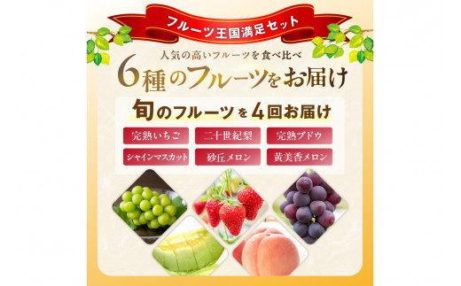 【先行予約／フルーツ定期便4回】旬の果物厳選！京丹後フルーツ王国満足セット（完熟イチゴ・メロン・完熟ブドウ＆シャインマスカット食べ比べ・二十世紀梨）（2026年2月中旬～発送）　YK00516