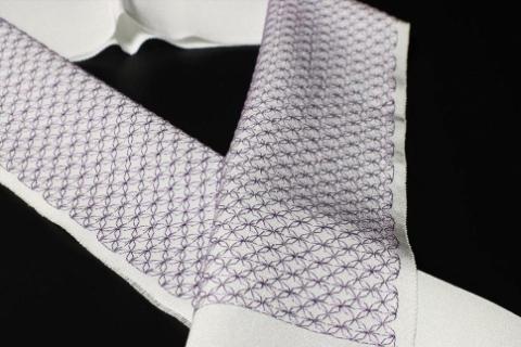 刺繍半衿（半襟）パープル　AM00271