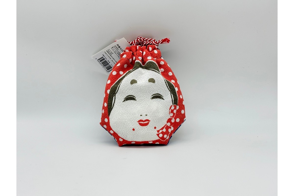 丹後ちりめん 祭巾着（ひょっとこおかめ） サイズ：約17cm×13cm　DZ00027-01