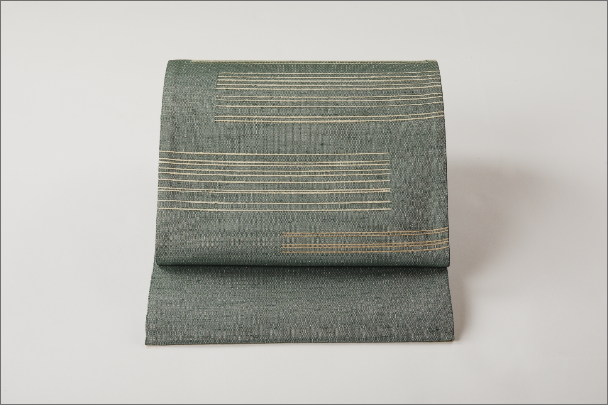 丹後の藤布　京袋帯「古代藤糸段文」　濃い青　FY00078