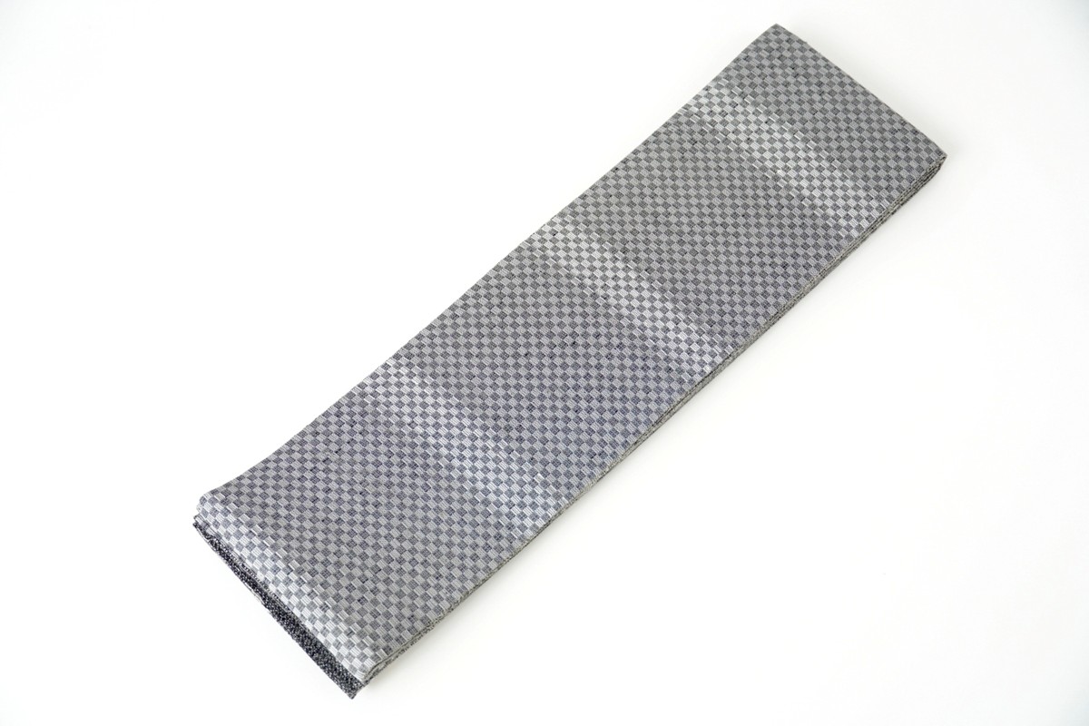半幅帯　大ウロコ文（グレー）*リバーシブル幅約15.2cm×長さ約420cm　FY00099
