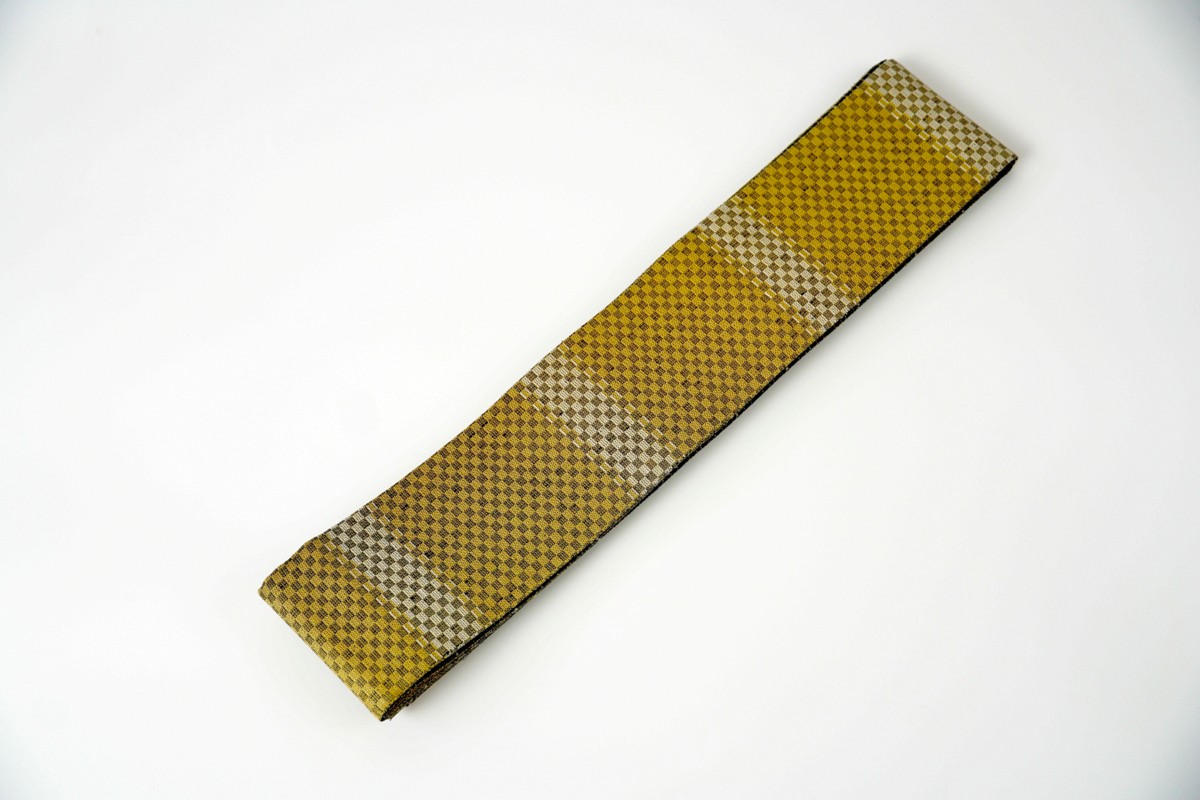 ＜丹後の藤布　遊絲舎＞角帯　藤霞文（緑）*リバーシブル幅約10.2cm×長さ約420cm　FY00102