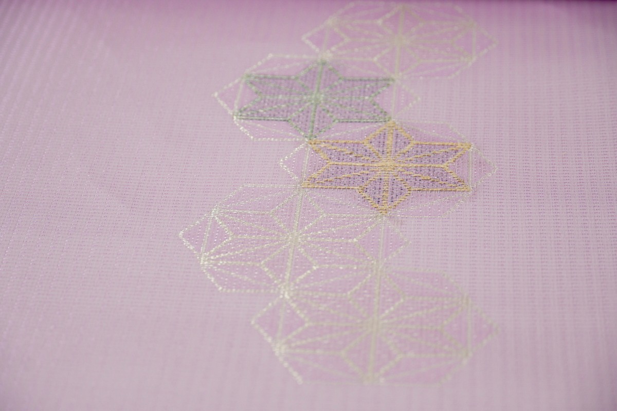 ＜丹後の藤布　遊絲舎＞八寸名古屋帯　「すかし麻の葉」（うす紫）選べるお仕立て　FY00104