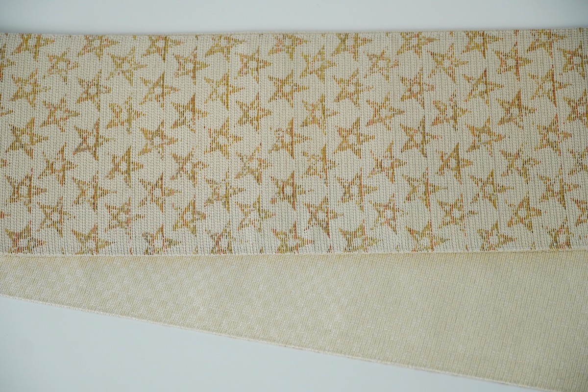 半幅帯　星空（白）*リバーシブル幅約15.2cm×長さ約420cm　FY00098