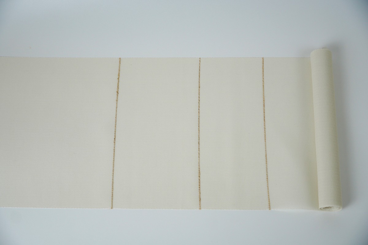 ＜丹後の藤布　遊絲舎＞八寸名古屋帯　「すかし麻の葉」（白）選べるお仕立て　FY00105