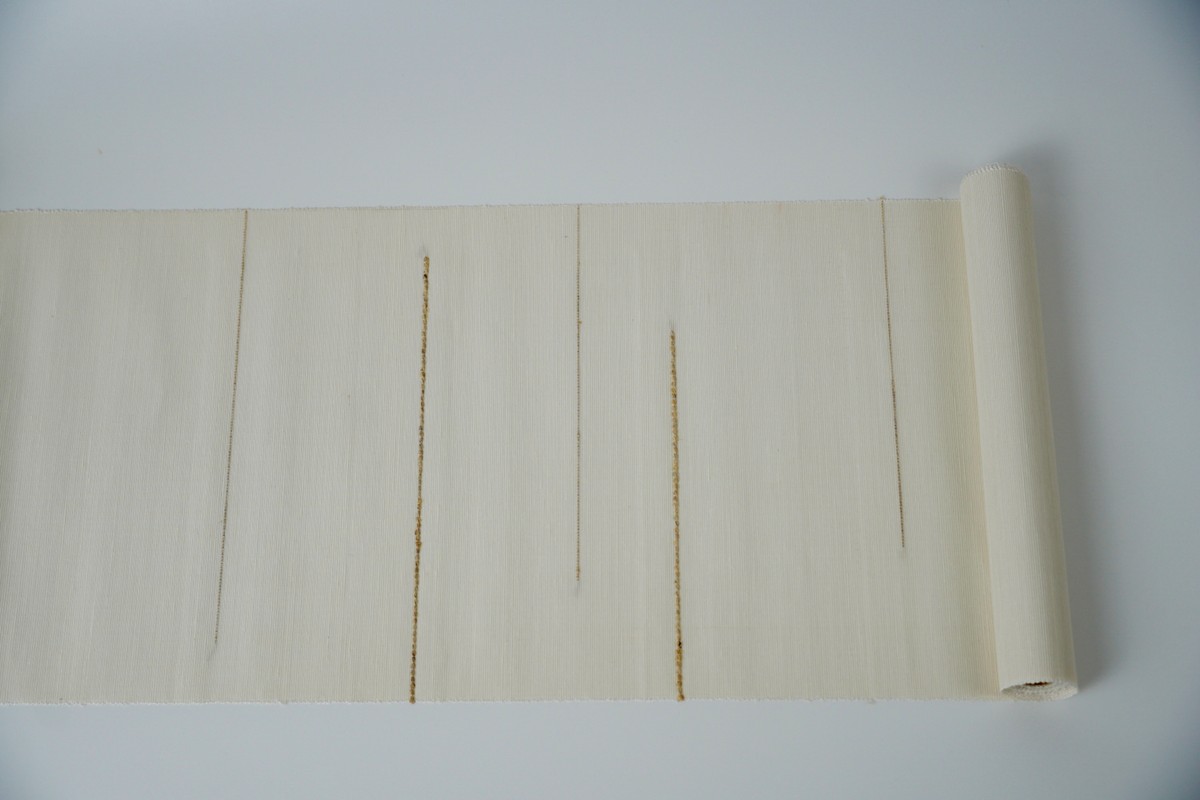 ＜丹後の藤布　遊絲舎＞八寸名古屋帯　「藤八本」（白）選べるお仕立て　FY00108