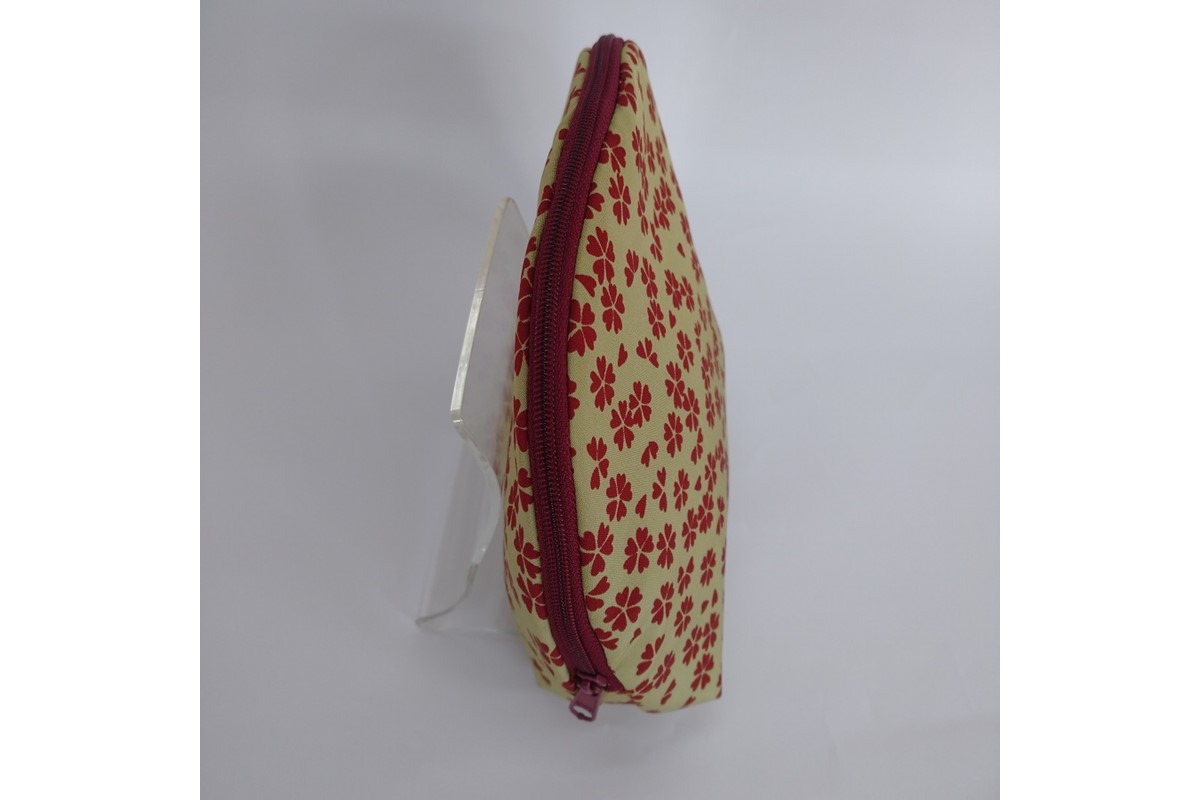 シルク・ちりめんポーチ （小桜文様）薄黄色　TR00014