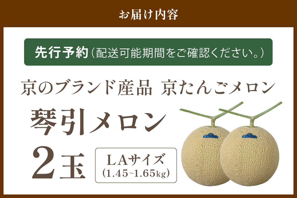 【先行予約／数量限定500】京のブランド産品 京たんごメロン 琴引メロン LAサイズ 2玉（2026年6月下旬～発送）　JK00024