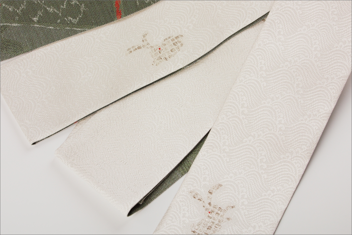 丹後帯　半幅帯「波にうさぎ（１匹入）」　FY00073