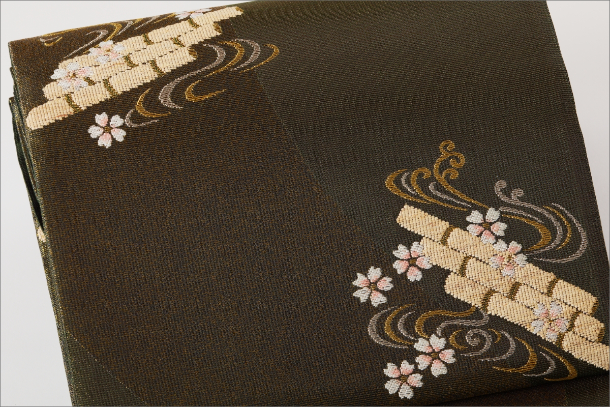 丹後の藤布　袋帯「天の川」　濃い緑　FY00080