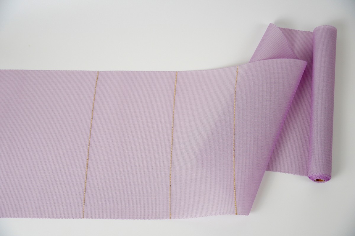 ＜丹後の藤布　遊絲舎＞八寸名古屋帯　「すかし麻の葉」（うす紫）選べるお仕立て　FY00104