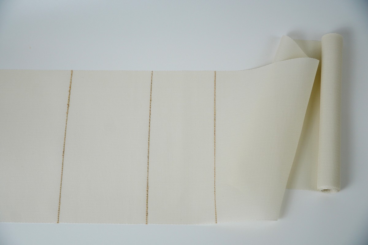 ＜丹後の藤布　遊絲舎＞八寸名古屋帯　「すかし麻の葉」（白）選べるお仕立て　FY00105