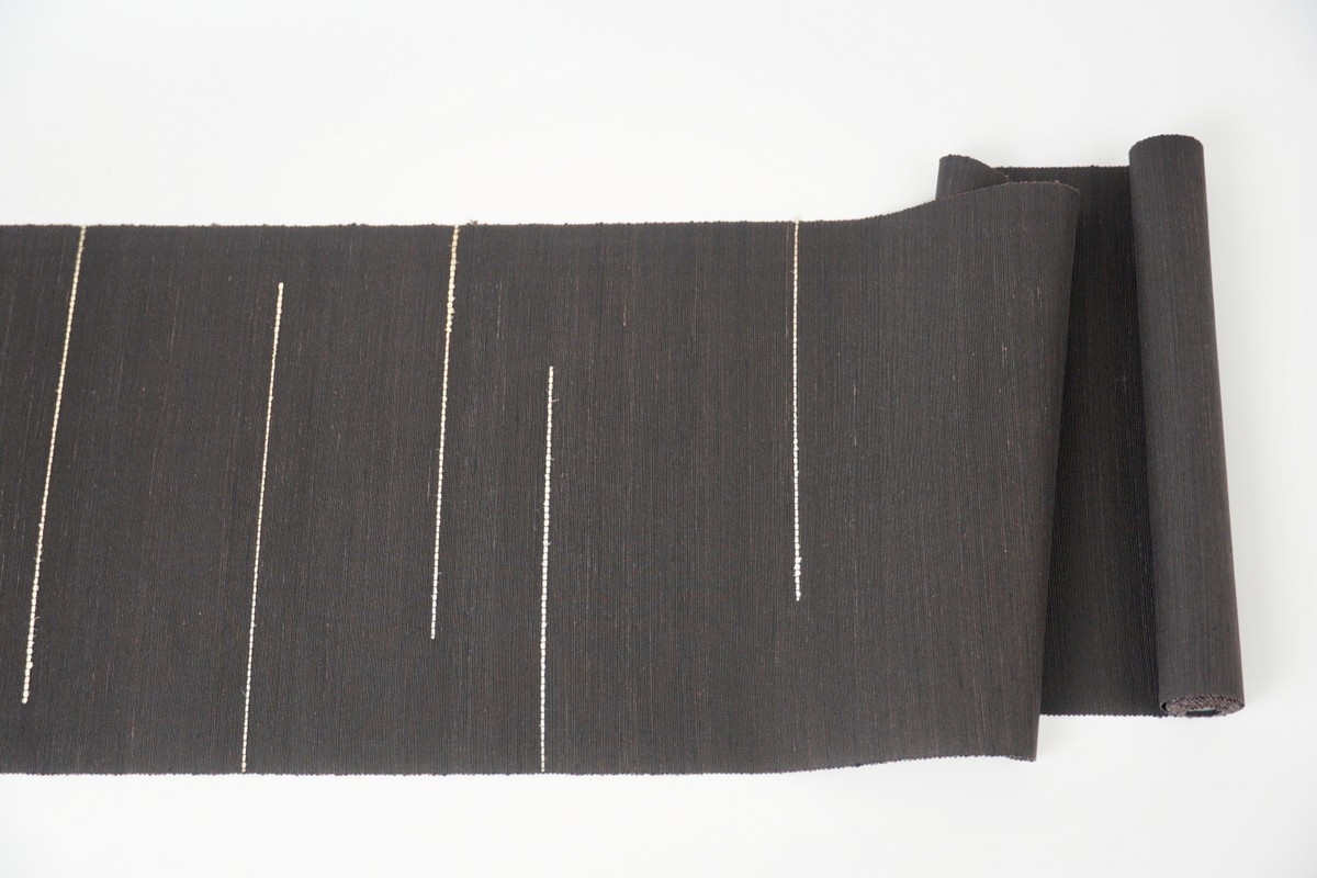 ＜丹後の藤布　遊絲舎＞八寸名古屋帯　「藤八本」（黒）選べるお仕立て　FY00107