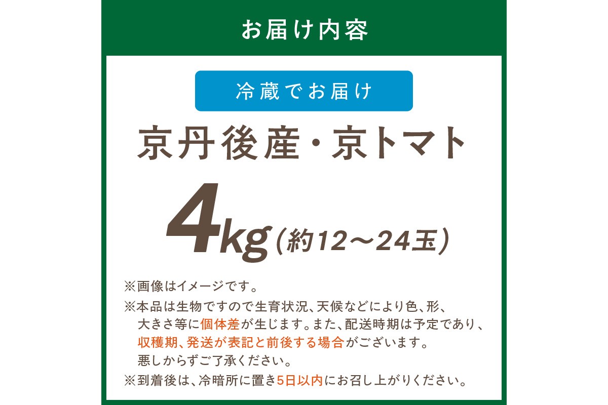 【先行予約】京丹後産・京トマト 4kg（12～24玉） 春夏発送（2026年5月中旬～発送）　JK00034