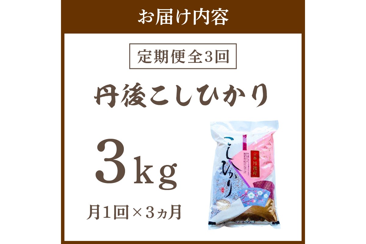 【定期便3回】令和7年産  丹後こしひかり 3kg×3ヵ月 1等米　MU00068