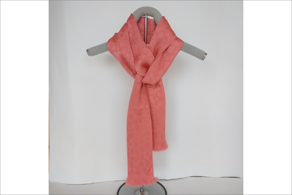 丹後ちりめん　シルク・ストール（ピンク）　TR00021