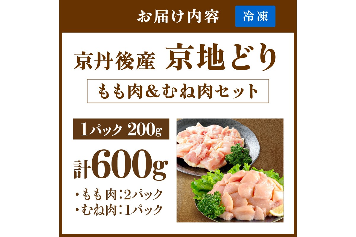 【限定200】至福の食べ比べ！希少品種！京丹後産 京地どり もも肉＆むね肉 計600g　YK00526