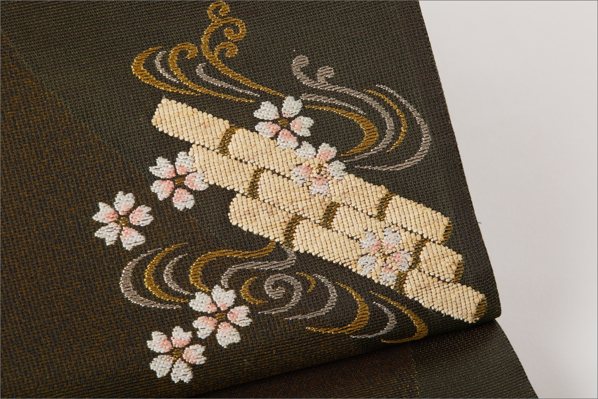 丹後の藤布　袋帯「天の川」　濃い緑　FY00080