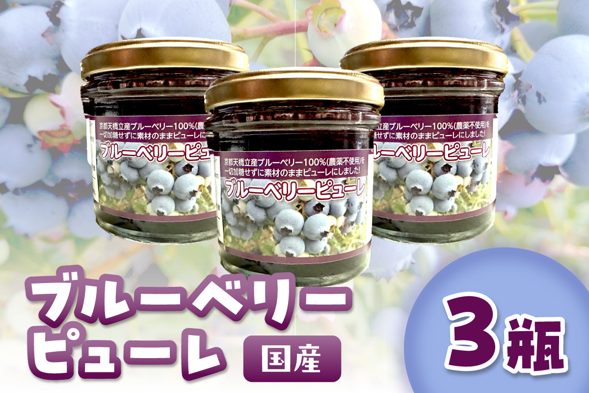 国産ブルーベリーピューレ　農薬不使用（3瓶）　BM00001