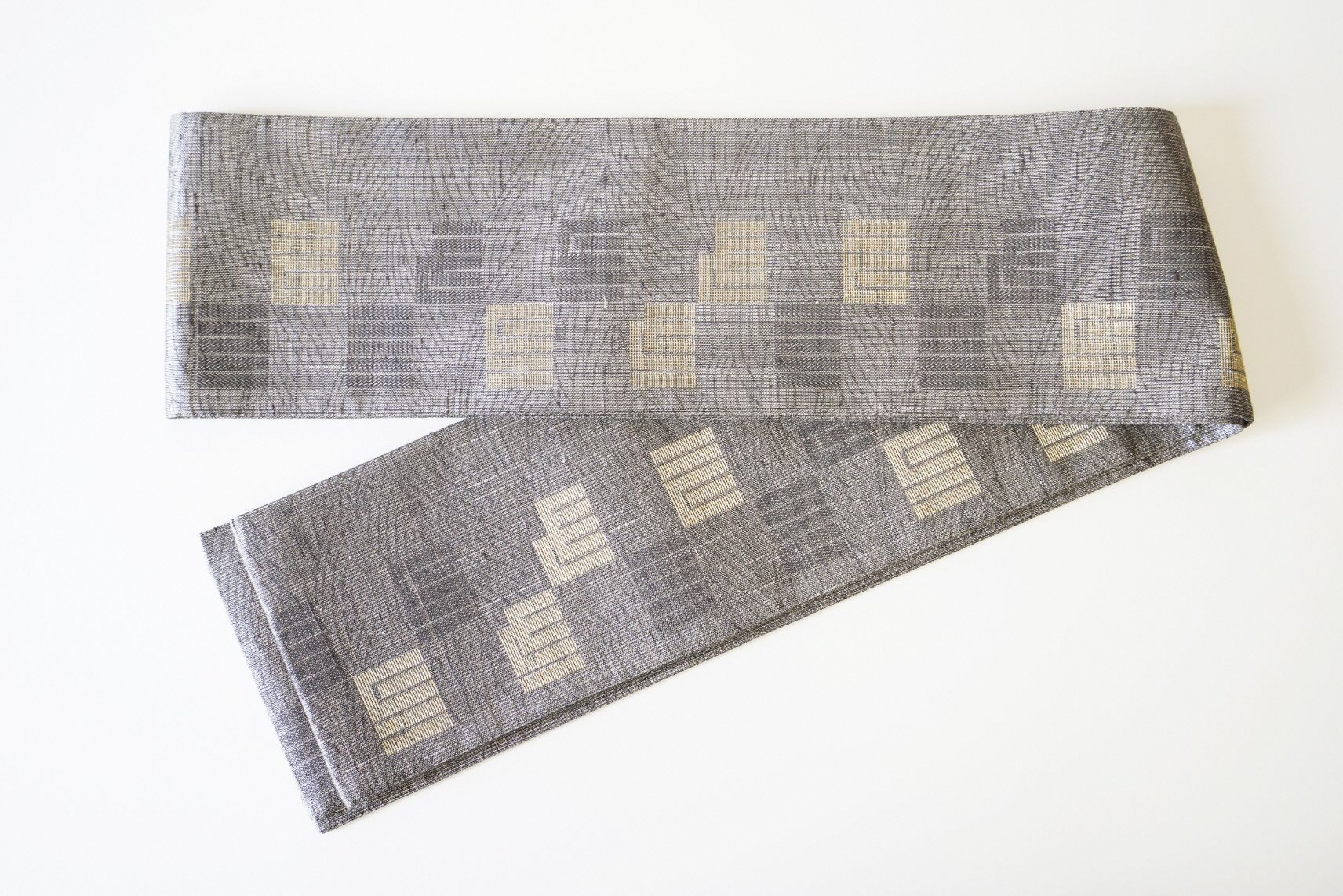 丹後帯 半幅帯「源氏香」（濃グレー）　FY00044