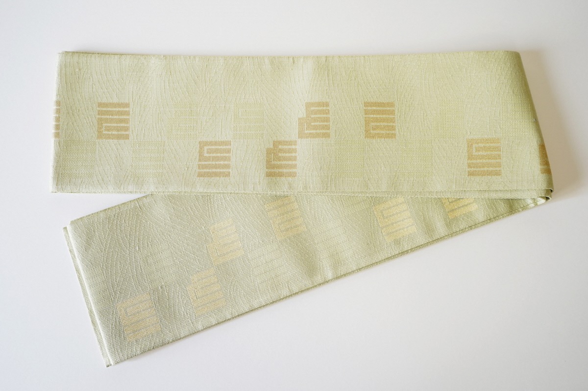 丹後帯 半幅帯「源氏香」（若草）　FY00054