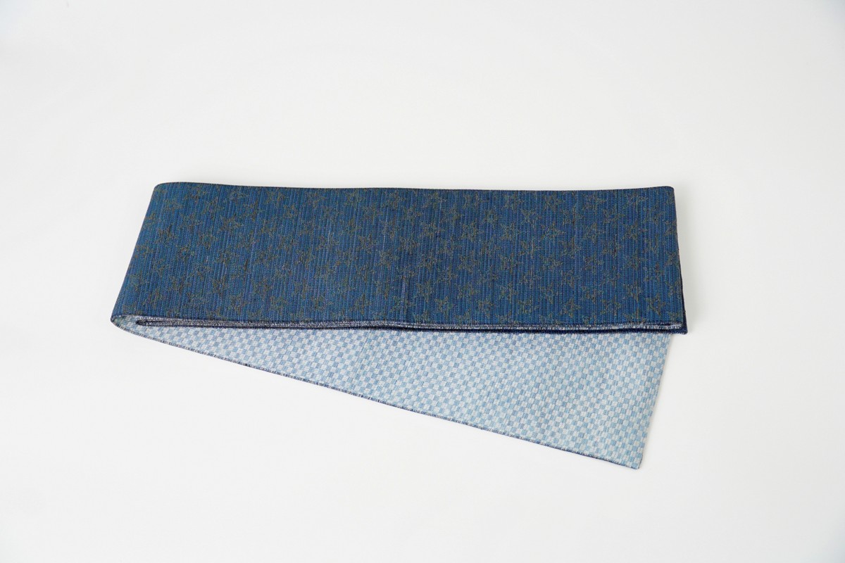 半幅帯　星空（紺）*リバーシブル幅約15.2cm×長さ約420cm　FY00095