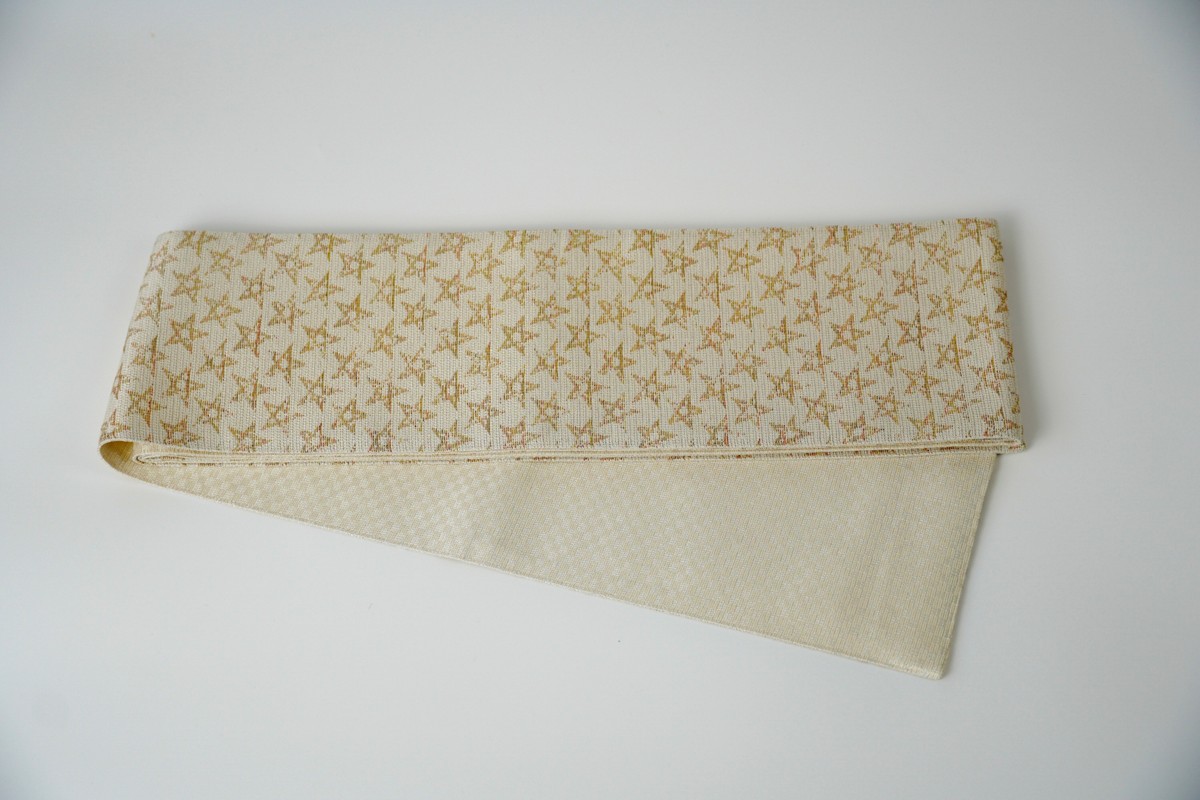 半幅帯　星空（白）*リバーシブル幅約15.2cm×長さ約420cm　FY00098