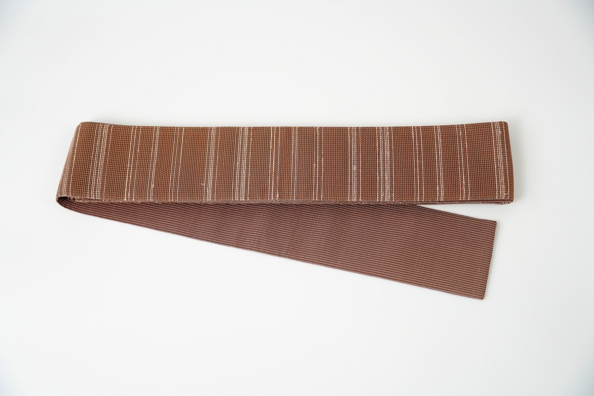 ＜丹後の藤布　遊絲舎＞角帯　藤糸あそび（茶）幅約10.2cm×長さ約420cm　FY00103