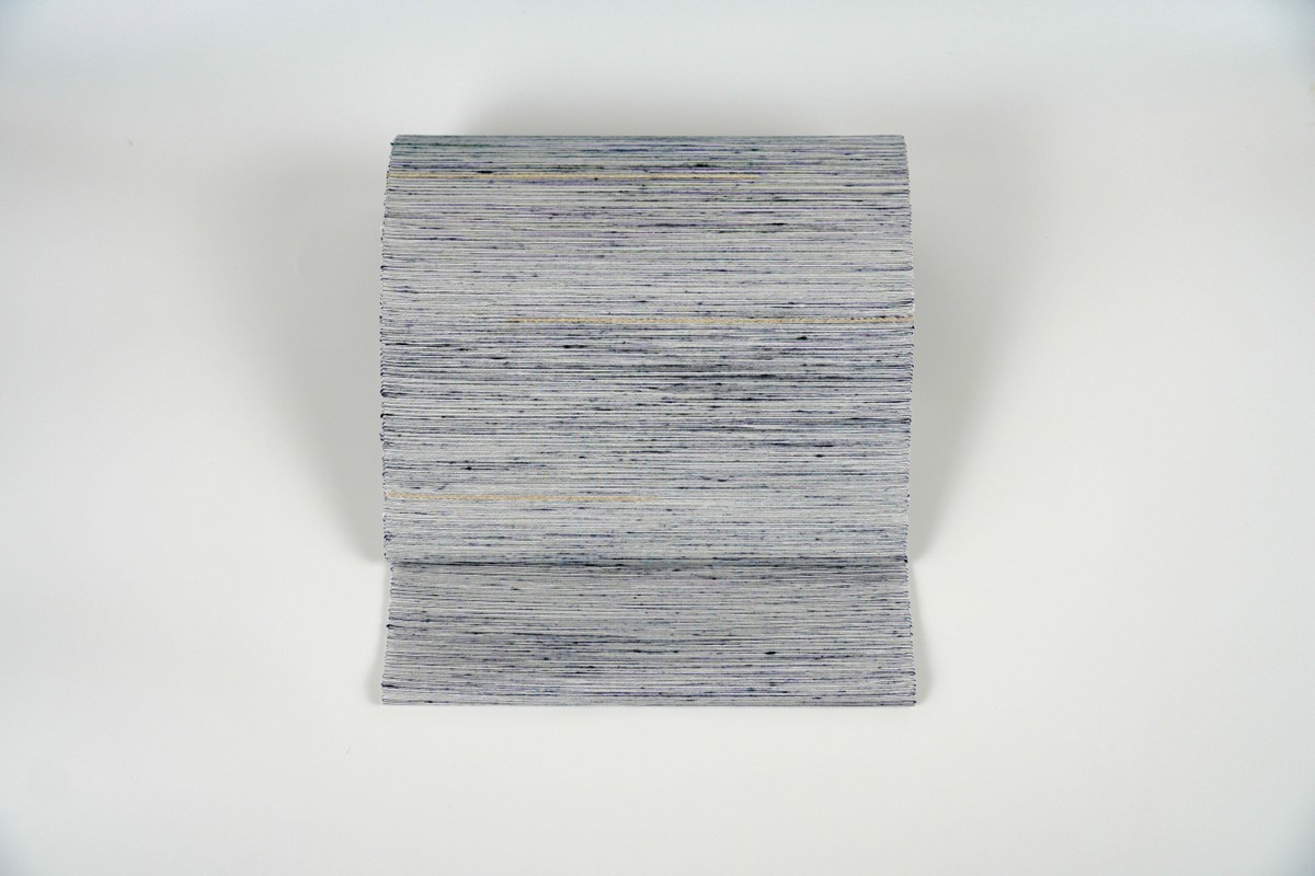 ＜丹後の藤布　遊絲舎＞八寸名古屋帯　「藤八本」（白地に紺絣）選べるお仕立て　FY00109