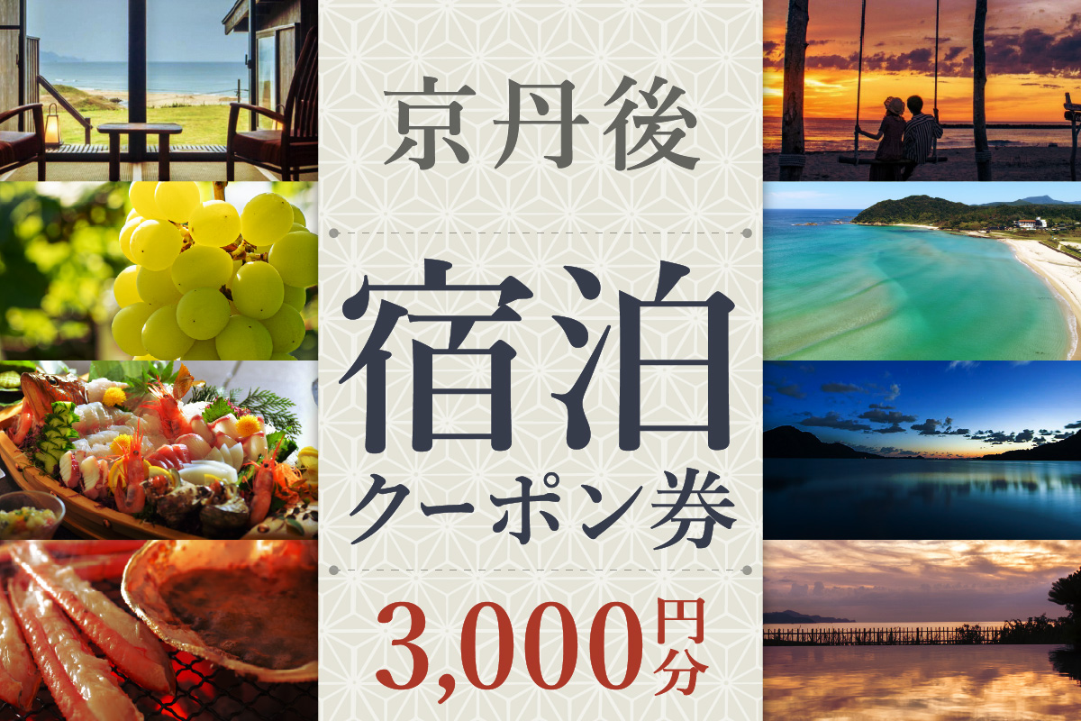 【京丹後市観光公社】京丹後宿泊クーポン　3,000円券×1枚　GK00023