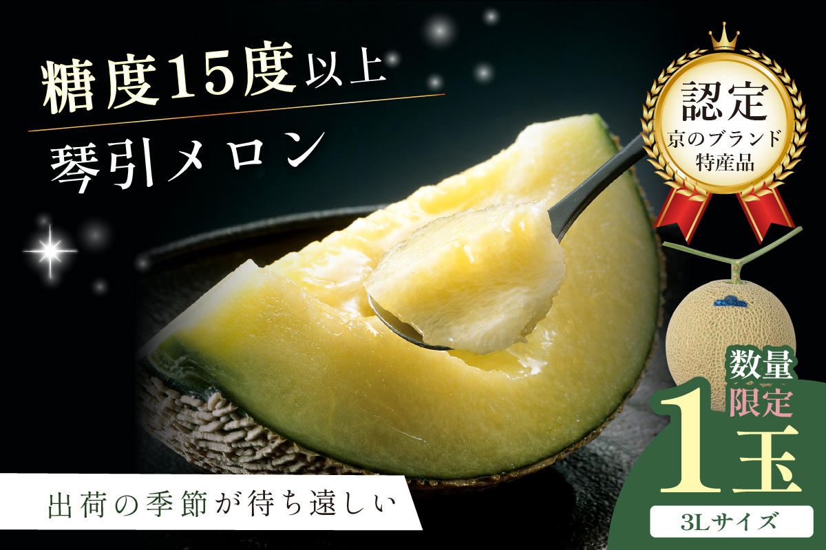 【先行予約／数量限定500】京のブランド産品 京たんごメロン 琴引メロン 3Lサイズ 1玉（2026年6月下旬～発送）　JK00025
