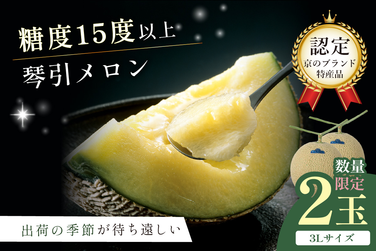 【先行予約／数量限定500】京のブランド産品 京たんごメロン 琴引メロン 3Lサイズ 2玉（2026年6月下旬～発送）　JK00026