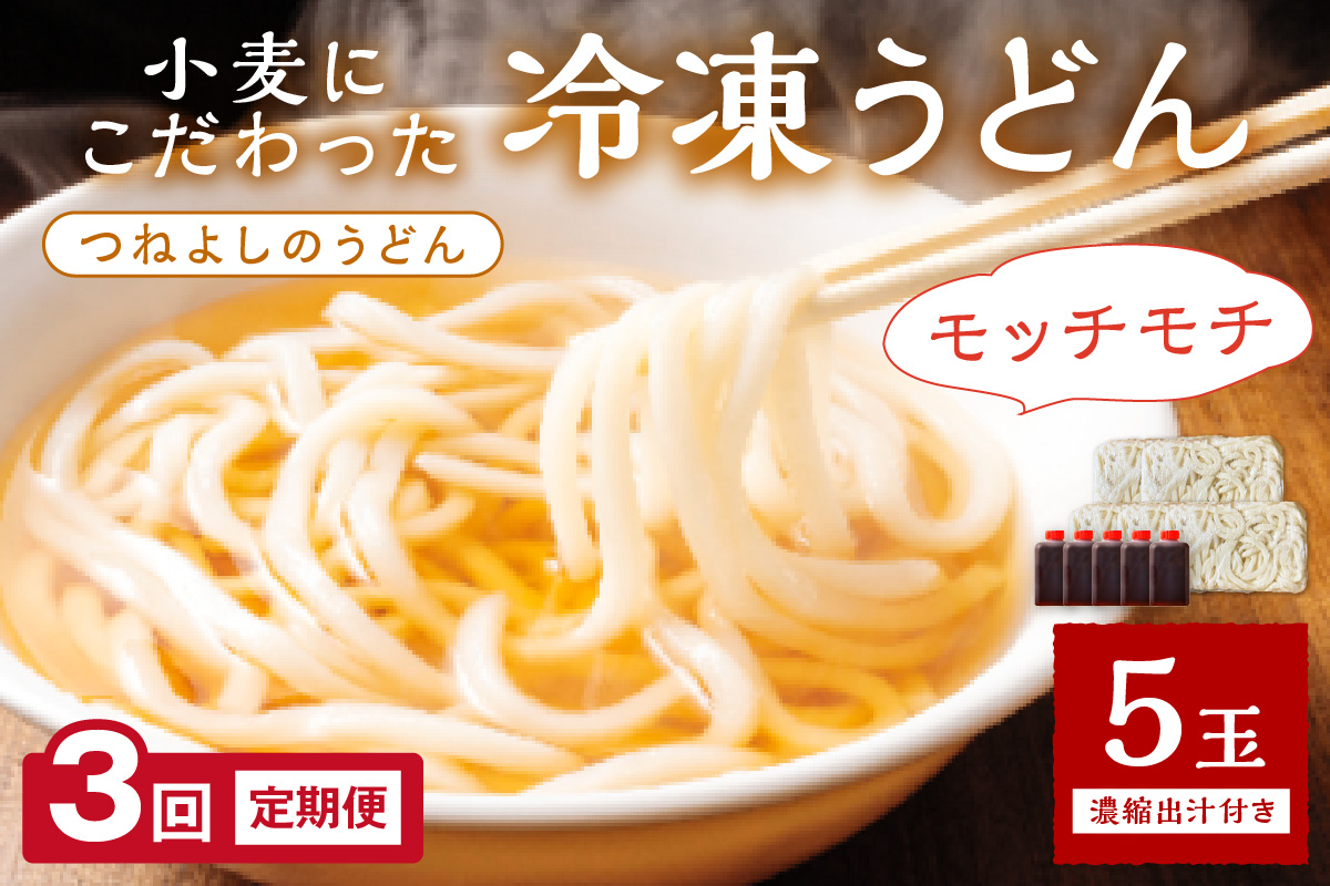 京丹後つねよしの冷凍うどん 5玉入り（5食分） 濃縮出汁付き　定期便（月1回×3ヶ月）　KI00031