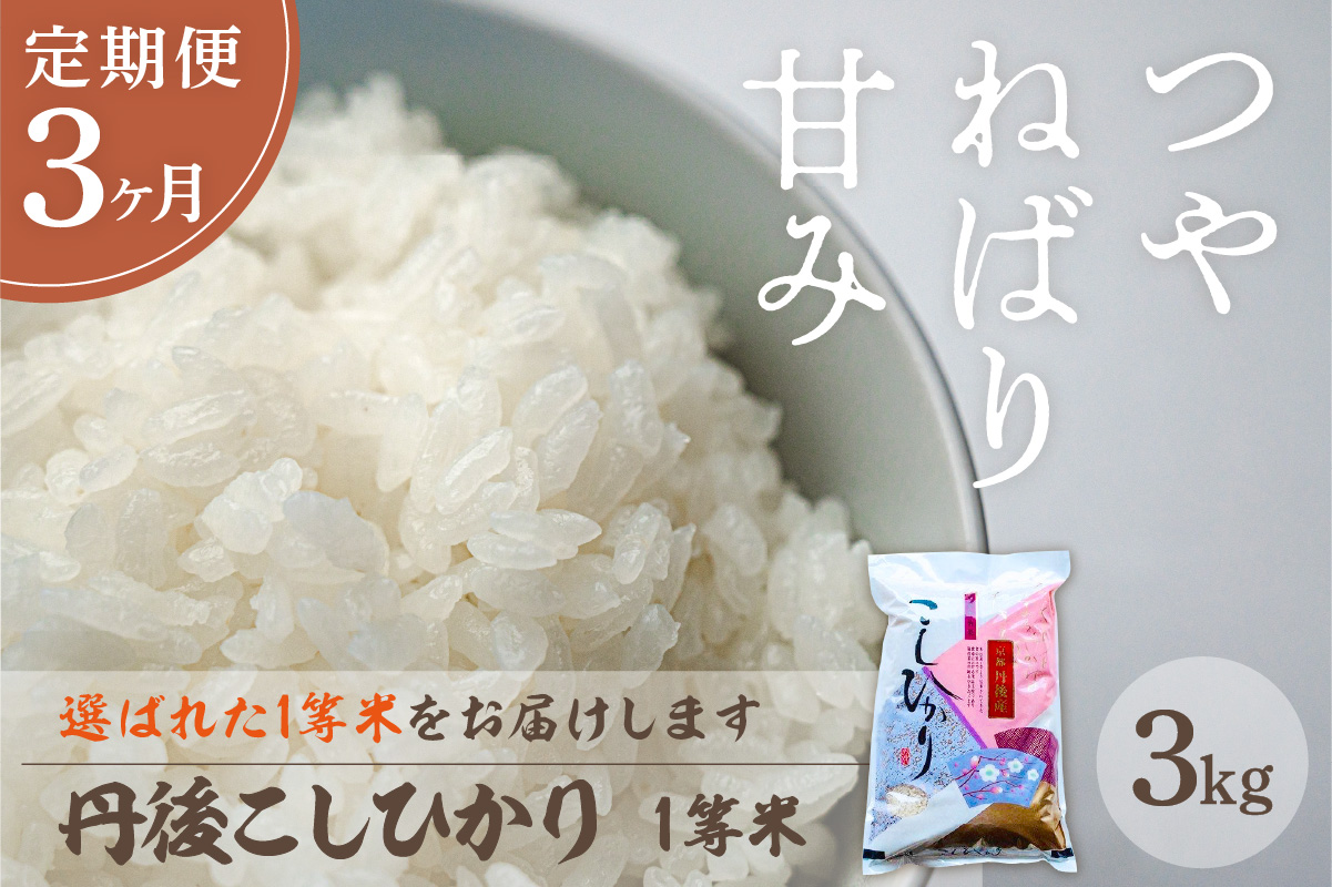【定期便3回】令和7年産  丹後こしひかり 3kg×3ヵ月 1等米　MU00068