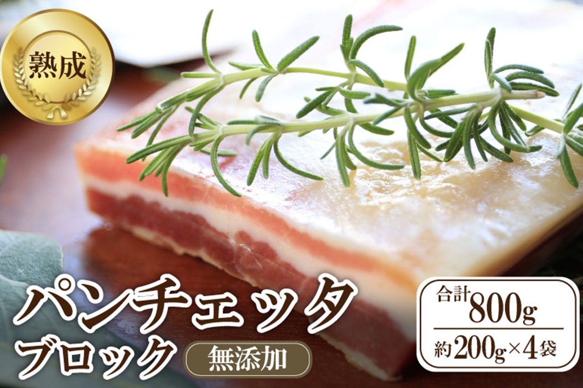 パンチェッタブロック（豚バラ肉の塩漬け）　約200g×4袋 ふるさと納税 豚肉 塩漬け ふるさと納税 ベーコン ふるさと納税 パンチェッタ 豚バラ 塩漬け スペイン料理　NI00022