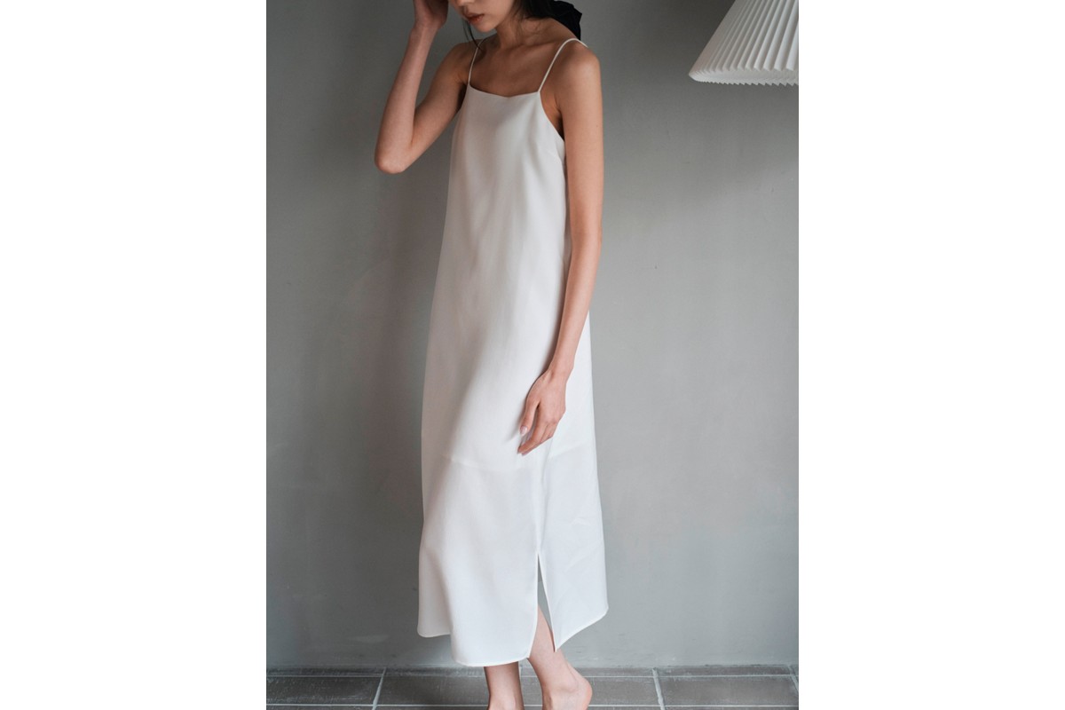 シルクサテンキャミドレス（白） ふるさと納税 キャミドレス ドレス シルク 高品質 丹後ちりめん インナー ファッション　TH00010